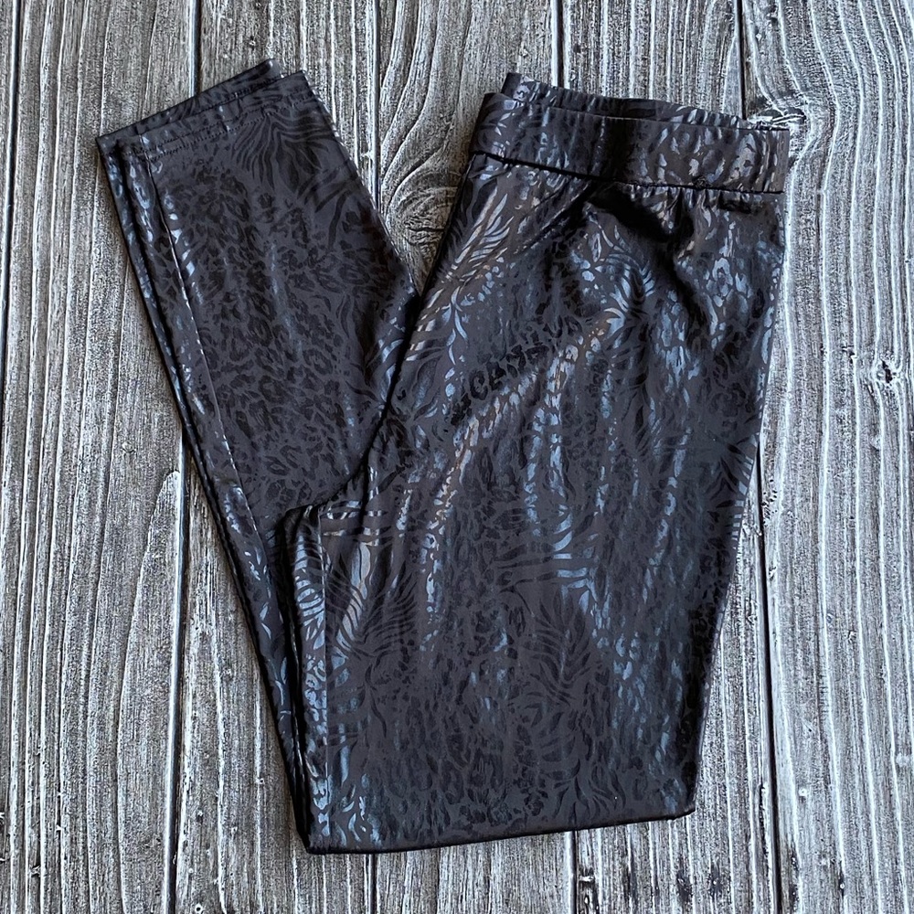 Sheer Mesh Black Leopard Print Cuffed Ankle Pants